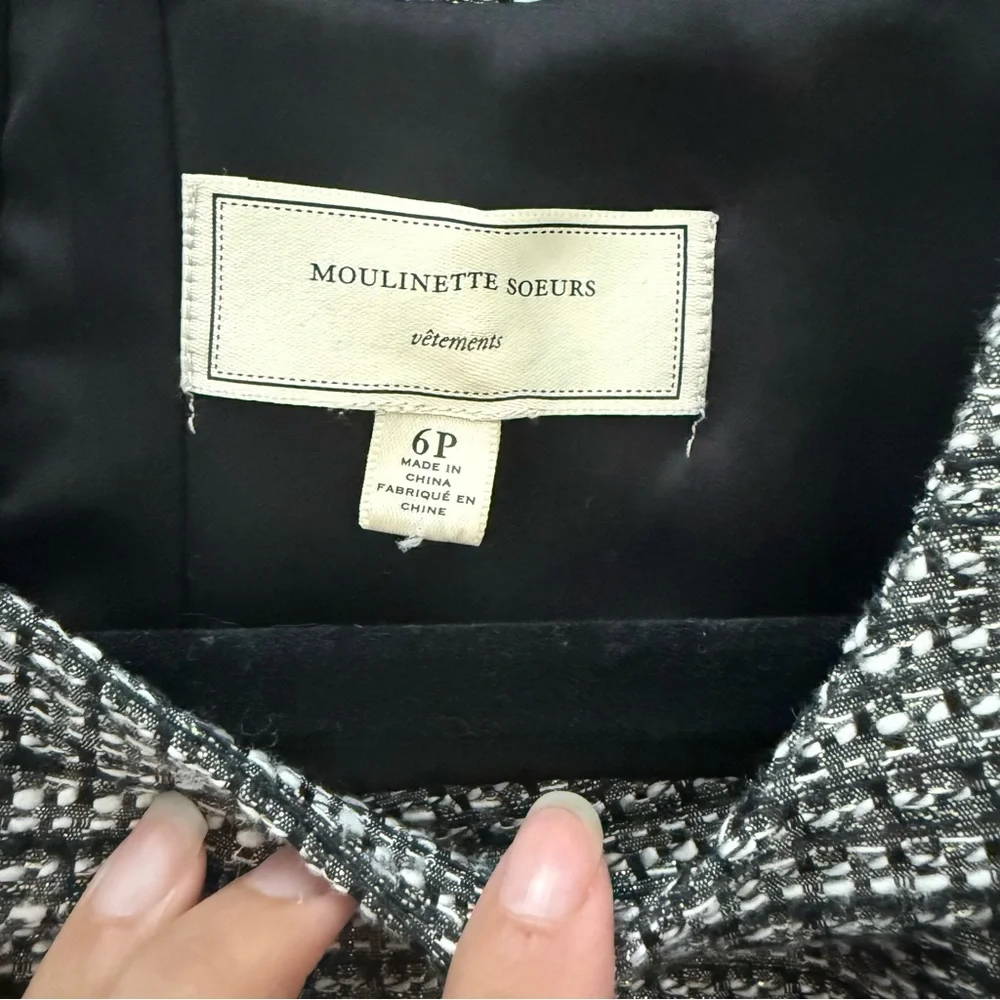 Moulinette Soeurs Anthropologie Black Gray Metallic Tweed Sheath Dress 6P Y2K - Picture 13 of 15